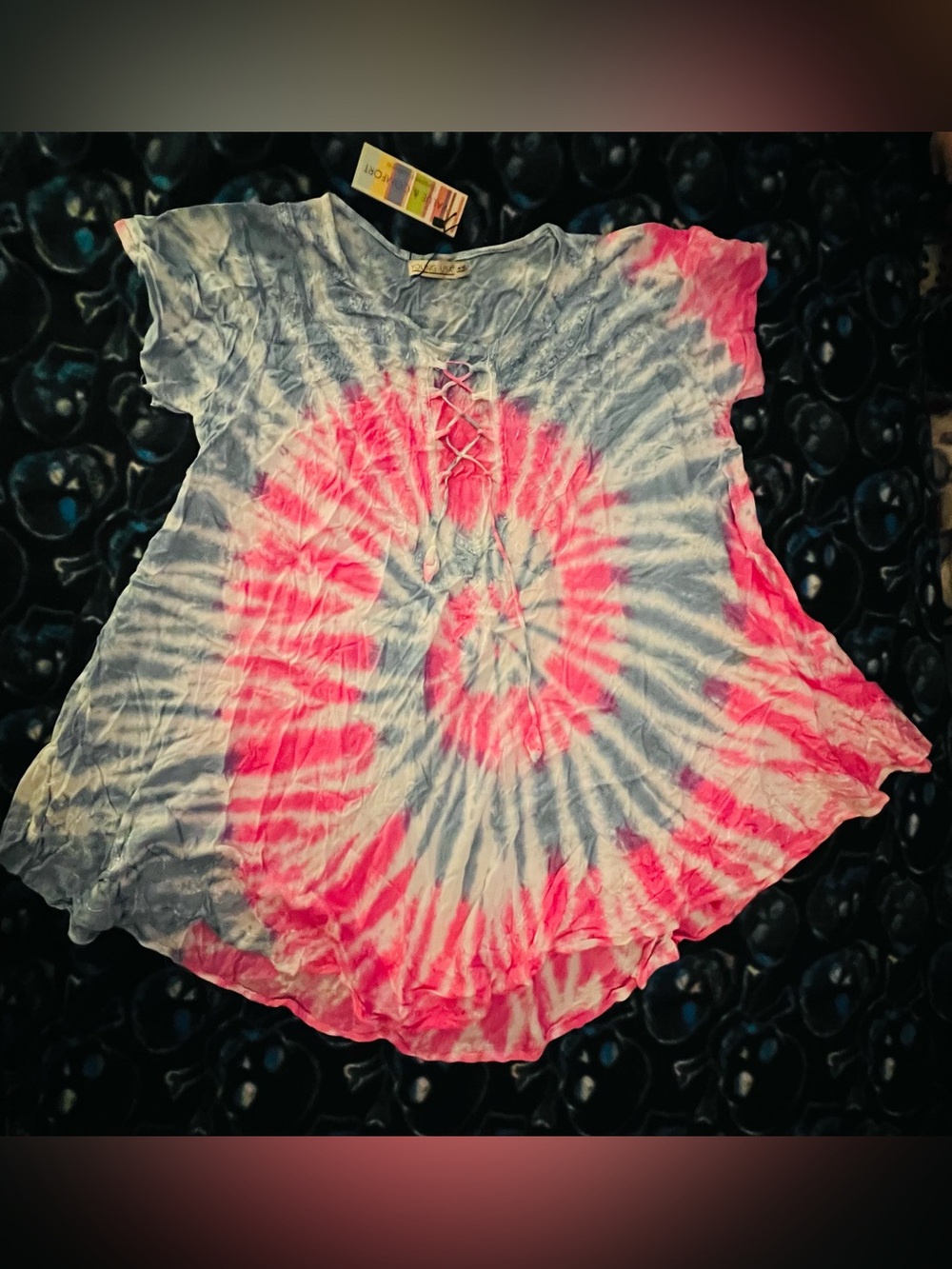 Blue and Pink Tie Dye Beach Cover Up